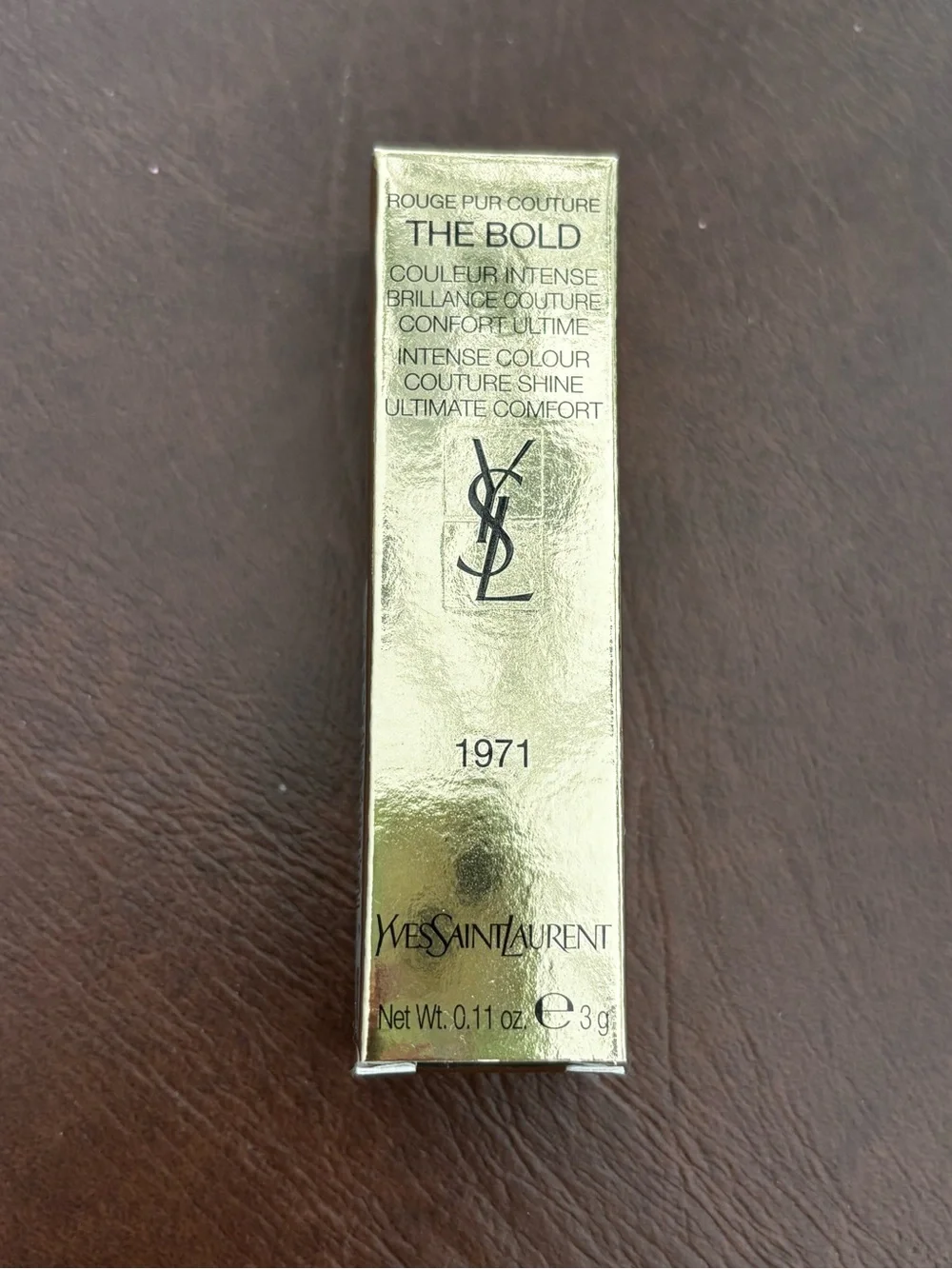 Yves Saint Laurent Deep Red Lipstick in Gold & Black Case
